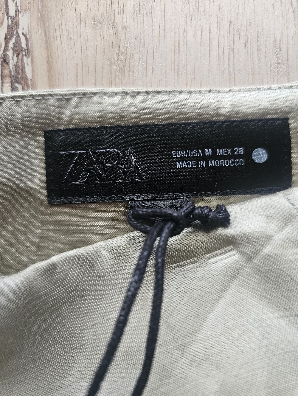 Zara Linen Viscose Wide Leg Pants NWT Light Olive Green Gold Champagne M - Picture 3 of 12